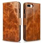 ICARER Genuine Oil Wax Leather 2in1 Flip Case + Back Cover For iPhone 8 Plus 5.5 inch - Brown
