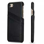 Litchi Skin Real Genuine Leather Back Card Slots Case Cover For iPhone 8 4.7 inch - Black