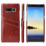 Luxury Card Slot Wax Oil Leather Case Cover For Samsung Galaxy Note 8 - Brown