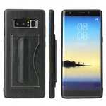 Luxury Genuine Leather Card Slot Back Case Kickstand for Samsung Galaxy Note 8 - Black