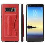 Luxury Genuine Leather Card Slot Back Case Kickstand for Samsung Galaxy Note 8 - Red