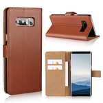 Luxury Genuine Leather Magnetic Flip Wallet Case Stand Cover For Samsung Galaxy Note 8 - Brown