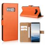 Luxury Genuine Leather Magnetic Flip Wallet Case Stand Cover For Samsung Galaxy Note 8 - Orange
