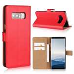 Luxury Genuine Leather Magnetic Flip Wallet Case Stand Cover For Samsung Galaxy Note 8 - Red