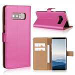 Luxury Genuine Leather Magnetic Flip Wallet Case Stand Cover For Samsung Galaxy Note 8 - Rose