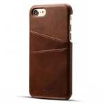 Luxury Leather Coated Plastic Hard Back Case with Card Slots for iPhone 8 Plus 5.5  - Coffee