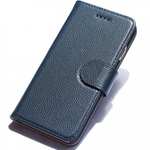 Luxury litchi Skin Real Genuine Leather Flip Wallet Case For iPhone 8 4.7 inch - Blue