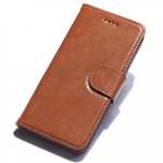 Luxury litchi Skin Real Genuine Leather Flip Wallet Case For iPhone 8 4.7 inch - Brown