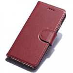Luxury litchi Skin Real Genuine Leather Flip Wallet Case For iPhone SE 2020 / 8 4.7 inch - Red