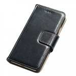 Luxury Real Genuine Cowhide Leather Stand Wallet Case for iPhone 8 4.7 inch - Black