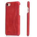 Oil Wax Grain Genuine Leather Back Cover Case With Card Slot For iPhone 8 4.7 inch - Red