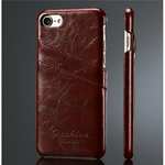 Oil Wax Style Insert Card Leather Back Case Cover for iPhone 8 4.7 inch - Wine Red