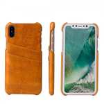 Oil Wax Style Insert Card Leather Back Case Cover for iPhone X - Orange