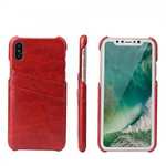 Oil Wax Style Insert Card Leather Back Case Cover for iPhone X - Red