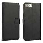 Real Genuine Leather Side Flip Wallet Case Cover for iPhone SE 2020 / 8 4.7 inch - Black