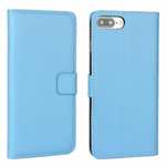 Real Genuine Leather Side Flip Wallet Case Cover for iPhone 8 4.7 inch - Blue