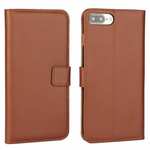 Real Genuine Leather Side Flip Wallet Case Cover for iPhone SE 2020 / 8 4.7 inch - Brown
