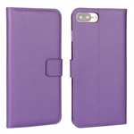 Real Genuine Leather Side Flip Wallet Case Cover for iPhone 8 4.7 inch - Purple