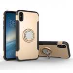 Ring Stand Armor Hybrid Shockproof Protective Cover Phone Case For iPhone X - Gold