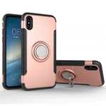 Ring Stand Armor Hybrid Shockproof Protective Cover Phone Case For iPhone X - Rose gold