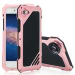 Shockproof Gorilla Glass Flim Metal Case Cover with Camera Lens For iPhone SE 2020 / 8 4.7inch - Rose gold