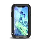 Aluminum Metal Shockproof Waterproof Glass Case Cover for iPhone XS / X - Black