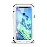 Aluminum Metal Shockproof Waterproof Glass Case Cover for iPhone XS / X - White