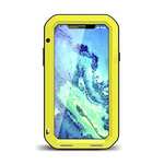 Aluminum Metal Shockproof Waterproof Glass Case Cover for iPhone XS / X - Yellow