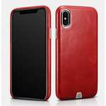 ICARER Genuine Leather Back Case Cover for iPhone X - Red