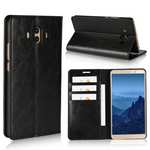 Crazy Horse Genuine Leather Case Wallet Flip Stand Cover Card Slot  for Huawei Mate 10 - Black
