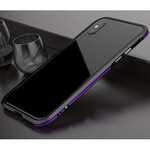 Premium Dual Color Aluminum Metal Frame Case for iPhone XS / X - Black&Purple