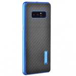 Aluminum Metal Bumper Frame Case+Carbon Fiber Back Cover For Samsung Galaxy Note 8 - Blue&Black