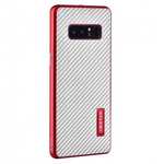 Aluminum Metal Bumper Frame Case+Carbon Fiber Back Cover For Samsung Galaxy Note 8 - Red&Silver