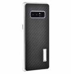 Aluminum Metal Bumper Frame Case+Carbon Fiber Back Cover For Samsung Galaxy Note 8 - Silver&Black