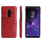 2 Credit Card Slots Luxury Oil Wax Pattern PU Leather Case for Samsung Galaxy S9+ - Red