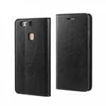 Crazy Horse Genuine Leather Case Flip Stand Card Slot for HUAWEI P9 Plus - Black