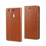 Crazy Horse Genuine Leather Case Flip Stand Card Slot for HUAWEI P9 Plus - Brown