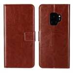 Crazy Horse Magnetic PU Leather Flip Case Inner TPU Cover for Samsung Galaxy S9 - Brown