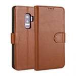 Genuine Leather Wallet Flip Case Stand Credit Card for Samsung Galaxy S9 - Brown