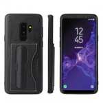 Leather Slim Back Cover with Credit Card Slot for Samsung Galaxy S9+ Plus - Black