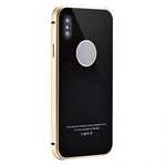 Aluminum Metal Bumper with Tempered glass Cover Case for iPhone XS / X - Gold&Black