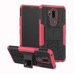 Case For LG G7 ThinQ Rugged Armor Shockproof Hybrid Kickstand Phone Cover - Hot pink