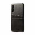 Cow Leather Wallet Card Holder Back Case Cover For Huawei P20 Pro - Grey