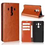 Crazy Horse Genuine Leather Case Flip Stand Card Slot for Huawei Mate 10 Pro - Brown