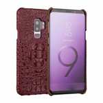 Crocodile Head Genuine Leather Back Cover Case for Samsung Galaxy S9 Plus - Wine Red