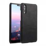 Genuine Leather Matte Back Hard Case Cover for Huawei P20 Pro - Black