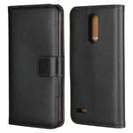 Genuine Leather Stand Wallet Case for LG Aristo 2 / K8 2018 with Card Slots&holder - Black