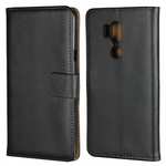 Genuine Leather Stand Wallet Case for LG G7 with Card Slots&holder - Black