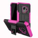 Rugged Armor Shockproof Kickstand Plastic Cover Case For Samsung Galaxy S9 - Hot Pink