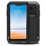 Shockproof Aluminum Metal Super Anti Shake Silicone Protection Case Gorilla Glass for LG G7 / G7 ThinQ - Black